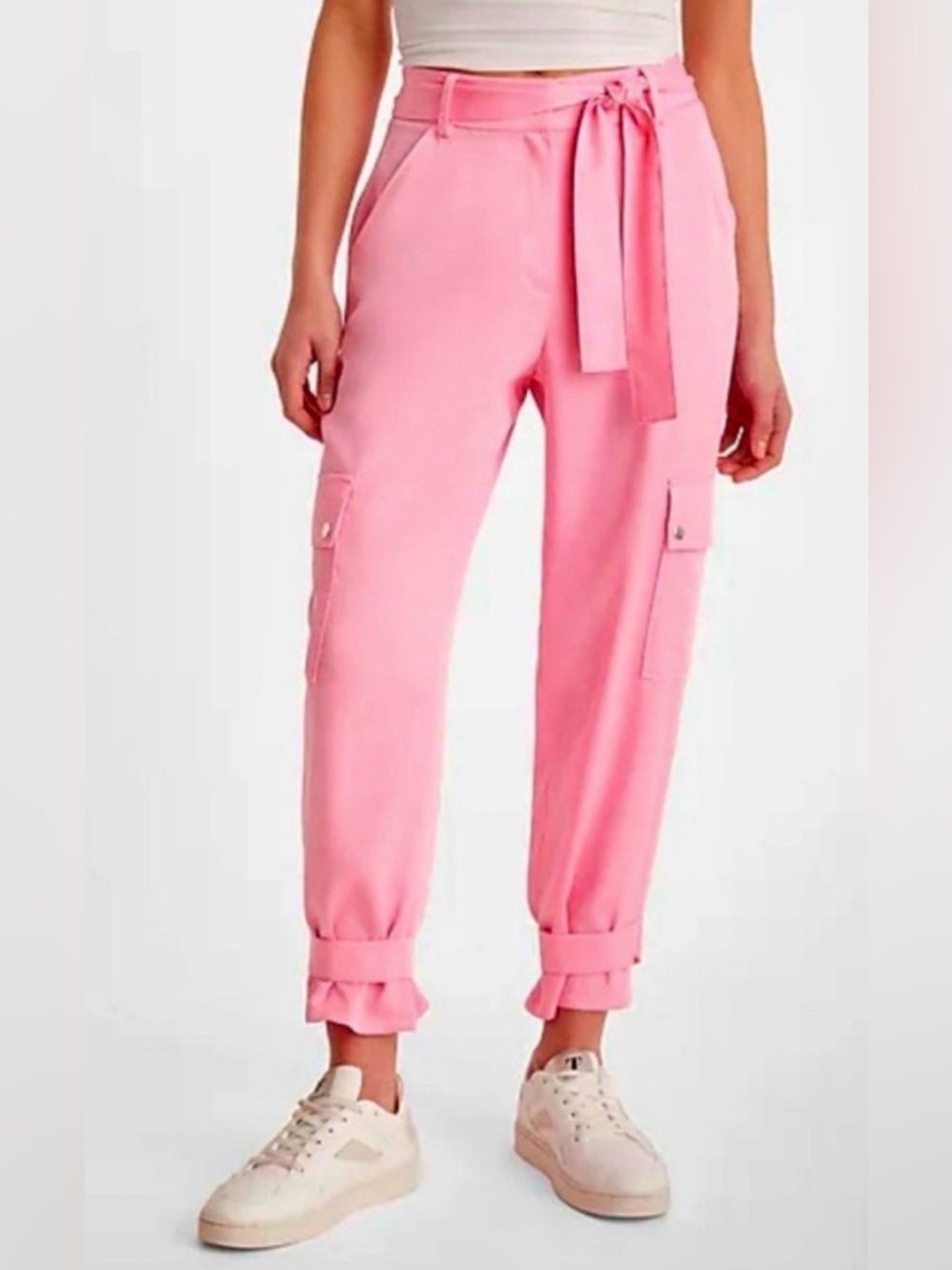 NWT Express High Waisted Satin (100% Lyocell) Cargo Pants, Size 2